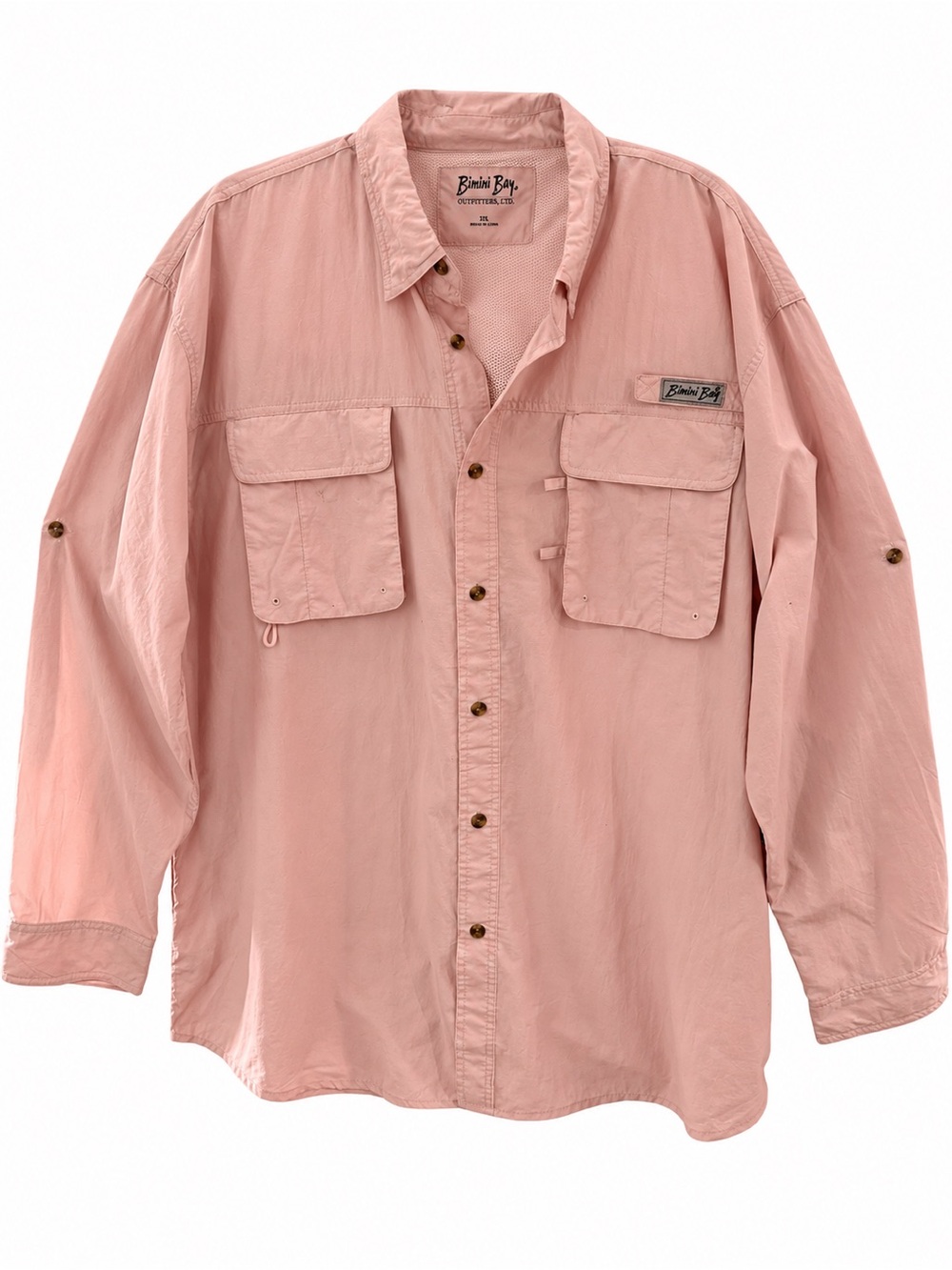Bimini Bay Men’s 3XL Pink Vented Fishing Shirt UPF 30 Long Sleeve